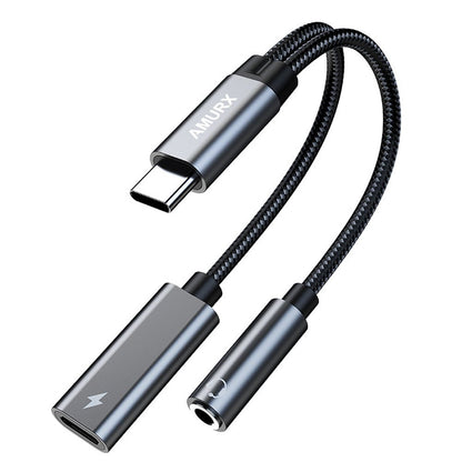 Amurx 2 - in - 1 USB - C to 3.5mm Headphone & Charger Adapter – Type - C to AUX with 60W PD Fast Charging, Compatible with Samsung Galaxy S24/S23/S22 & Google Pixel 7/6 by Amurx | Electronics > Electronics Accessories > Adapters | Amurx