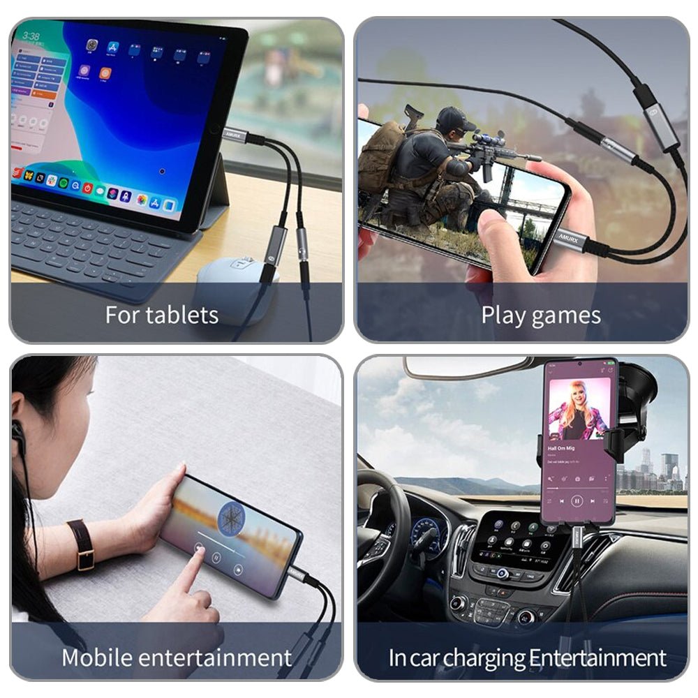 Amurx 2 - in - 1 USB - C to 3.5mm Headphone & Charger Adapter – Type - C to AUX with 60W PD Fast Charging, Compatible with Samsung Galaxy S24/S23/S22 & Google Pixel 7/6 by Amurx | Electronics > Electronics Accessories > Adapters | Amurx