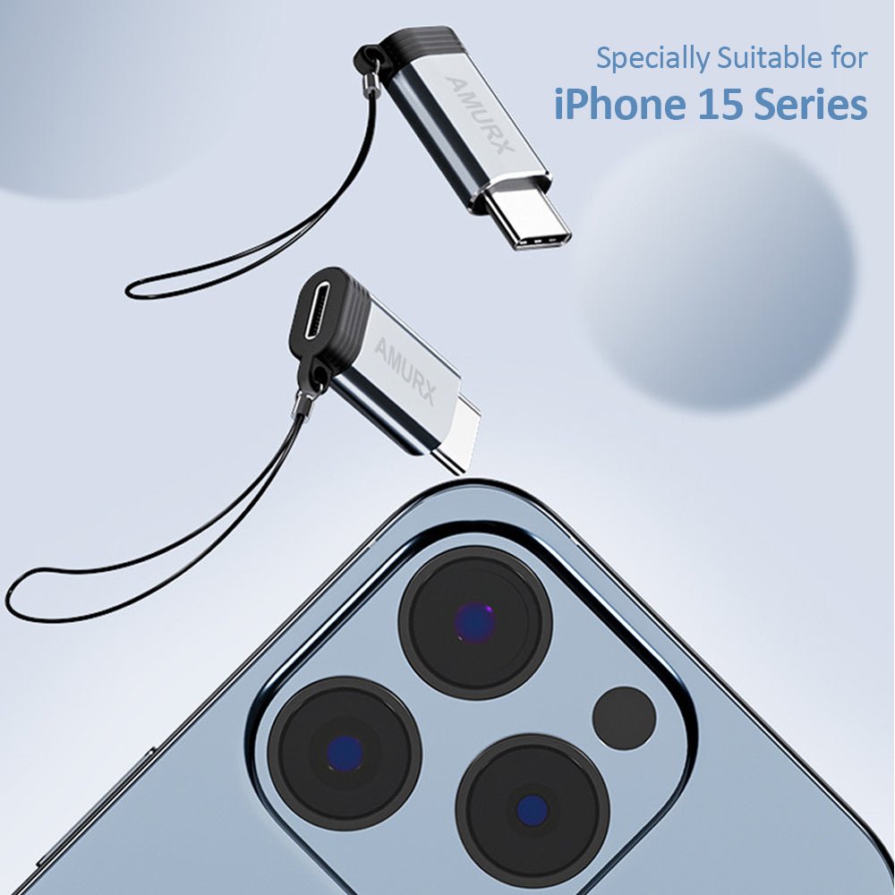 Amurx Lightning Female to USB - C Male Adapter 2 - Pack – Charging & Data Transfer Connector for iPhone 15 Series, iPad Air & Samsung Devices (Not for Audio/OTG) by Amurx | Electronics > Electronics Accessories > Adapters | Amurx