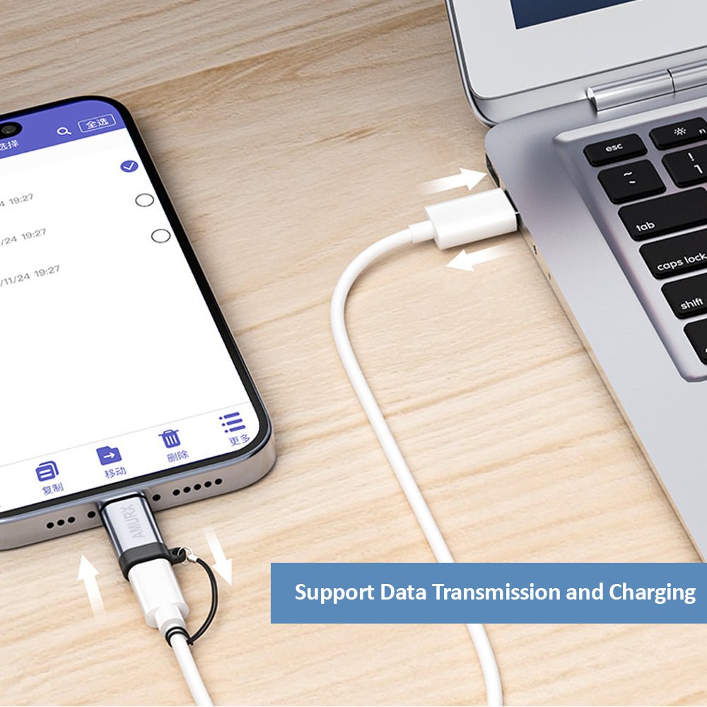 Amurx Lightning Female to USB - C Male Adapter 2 - Pack – Charging & Data Transfer Connector for iPhone 15 Series, iPad Air & Samsung Devices (Not for Audio/OTG) by Amurx | Electronics > Electronics Accessories > Adapters | Amurx