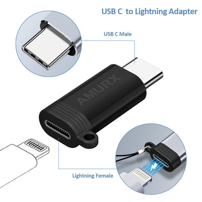 Amurx Lightning Female to USB - C Male Adapter 2 - Pack – Charging & Data Transfer Connector for iPhone 15 Series, iPad Air & Samsung Devices (Not for Audio/OTG) by Amurx | Electronics > Electronics Accessories > Adapters | Amurx