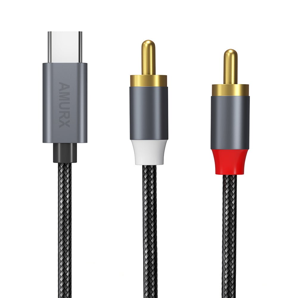 Amurx USB-C to 2RCA Stereo Audio Cable for Speakers & Amps