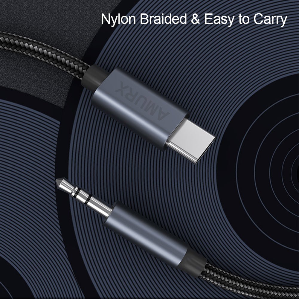Amurx USB - C to 3.5mm Audio Cable 3.3ft – Type - C to 3.5mm Male Adapter Cord for Headphones, Car Stereo, Speakers & AUX Input by Amurx | Electronics > Electronics Accessories > Adapters | Amurx
