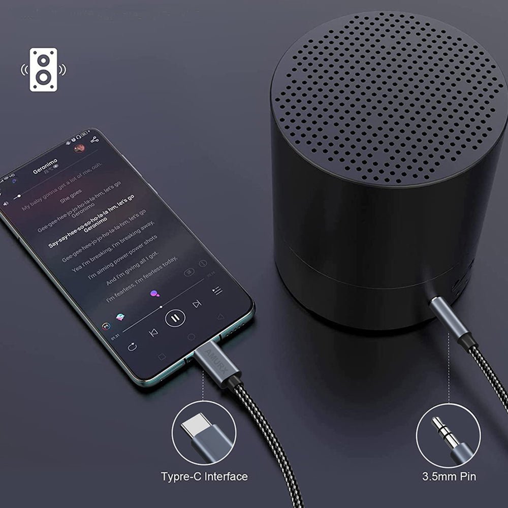 Amurx USB - C to 3.5mm Audio Cable 3.3ft – Type - C to 3.5mm Male Adapter Cord for Headphones, Car Stereo, Speakers & AUX Input by Amurx | Electronics > Electronics Accessories > Adapters | Amurx