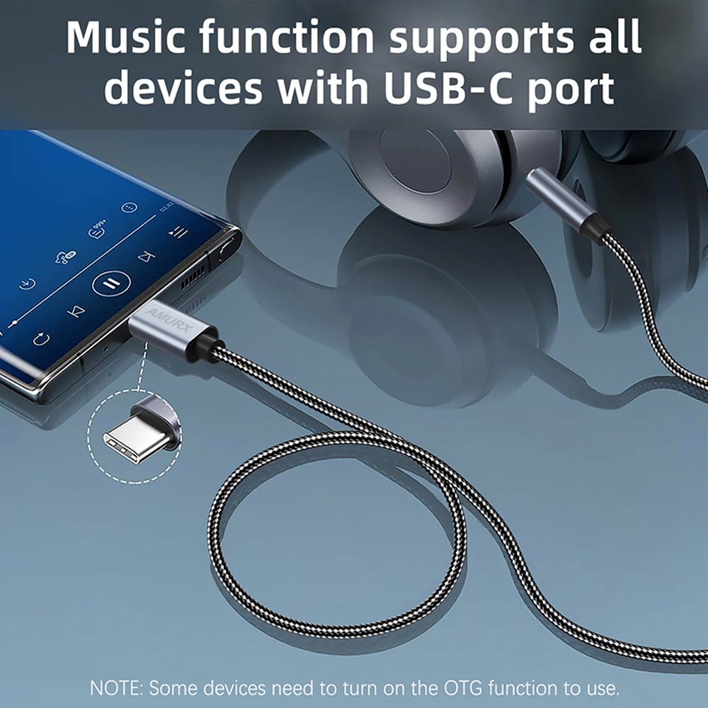 Amurx USB - C to 3.5mm Audio Cable 3.3ft – Type - C to 3.5mm Male Adapter Cord for Headphones, Car Stereo, Speakers & AUX Input by Amurx | Electronics > Electronics Accessories > Adapters | Amurx