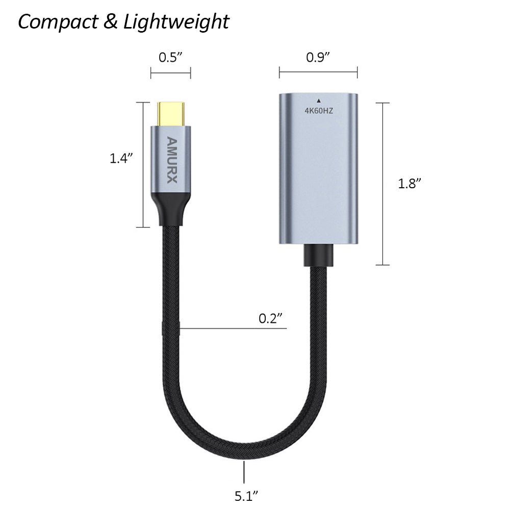 Amurx USB - C to HDMI Adapter 4K@60Hz – Type C (Thunderbolt 3/4) HDMI Converter for Monitor, MacBook, iPad, iMac, iPhone 15 Pro/Max & Mor by Amurx | Electronics > Electronics Accessories > Adapters | Amurx