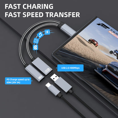 Amurx USB - C to USB Adapter – 2 - in - 1 USB - C Splitter with 60W PD Fast Charging & USB - A Port, OTG Compatible with iPhone 15, iPad Pro, Samsung S23/S22, Chromecast by Amurx | Electronics > Electronics Accessories > Adapters | Amurx