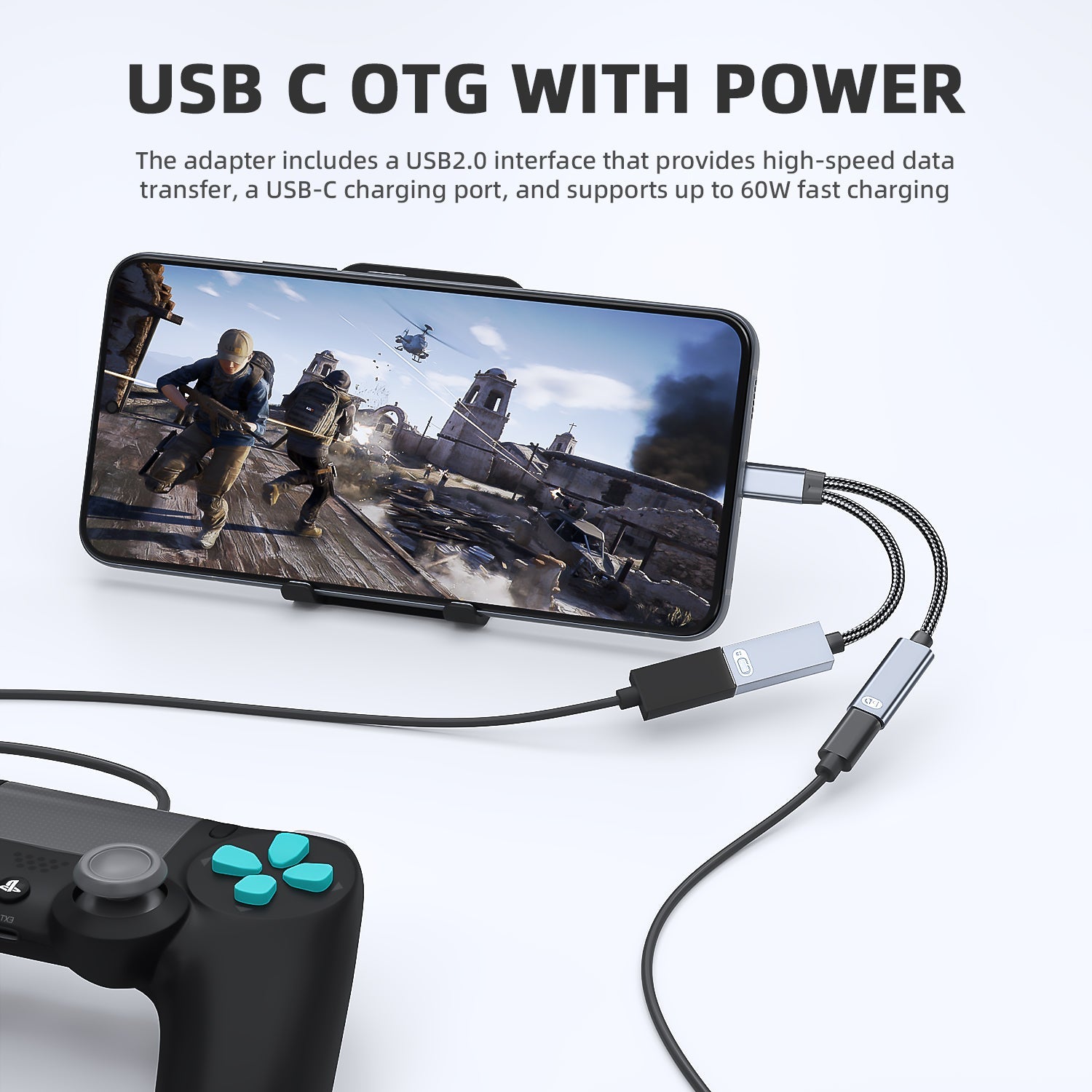 Amurx USB - C to USB Adapter – 2 - in - 1 USB - C Splitter with 60W PD Fast Charging & USB - A Port, OTG Compatible with iPhone 15, iPad Pro, Samsung S23/S22, Chromecast by Amurx | Electronics > Electronics Accessories > Adapters | Amurx