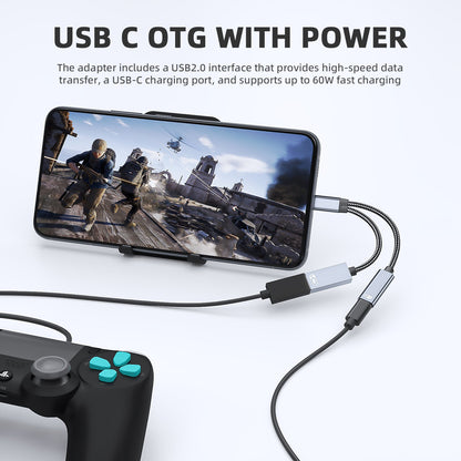 Amurx USB - C to USB Adapter – 2 - in - 1 USB - C Splitter with 60W PD Fast Charging & USB - A Port, OTG Compatible with iPhone 15, iPad Pro, Samsung S23/S22, Chromecast by Amurx | Electronics > Electronics Accessories > Adapters | Amurx