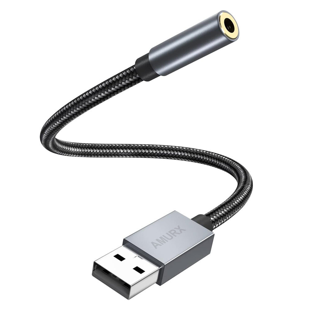 Amurx USB to 3.5mm Audio Adapter – 2 - in - 1 USB External Sound Card with DAC, TRRS Jack Support for Headphones, PC, Laptop, MacBook, PS5 & PS4 by Amurx | Electronics > Electronics Accessories > Audio & Video Accessories > Audio Adapters | Amurx