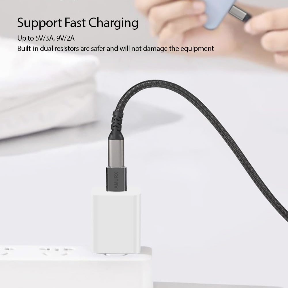 Amurx USB to USB - C Adapter – 2 - in - 1 USB - C Male to USB 3.2 Female + USB - C Female to USB - A Male, 10Gbps Thunderbolt Compatible with iPhone 16/15, MacBook, iPad, Samsung Galaxy by Amurx | Electronics > Electronics Accessories > Adapters | Amurx
