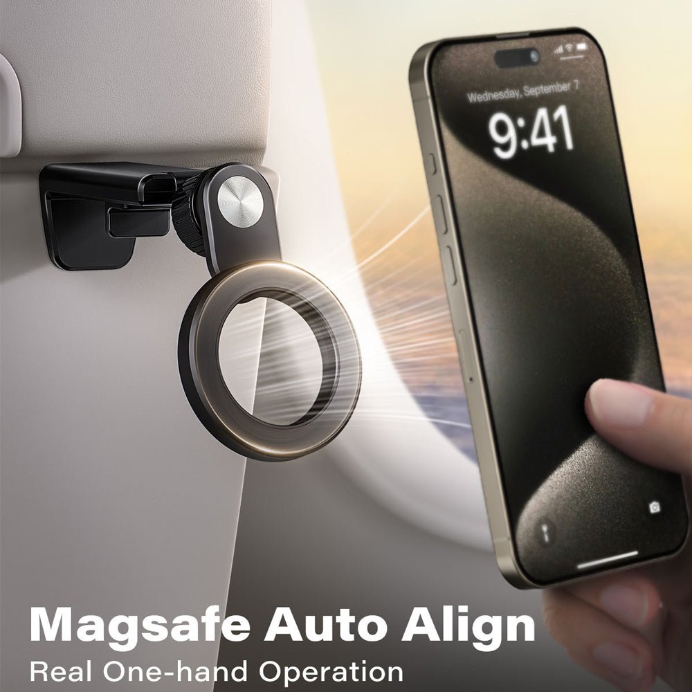 Kamon Airplane Phone Holder for MagSafe – Universal Travel Mount with 360° Rotation, Hands - Free Viewing, Pocket - Size Essential for iPhone 12/13/14/15/16 by Kamon | Electronics > Communications > Telephony > Mobile Phone Accessories > Mobile Phone Mounts | Amurx