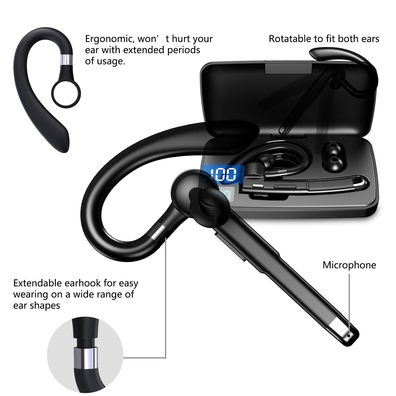 Kamon K520 Wireless Bluetooth 5.1 Earbuds with Mic & Charging Case – Hands - Free Headset for Driving & Office – Compatible with iPhone & Android by Kamon | Electronics > Audio > headphones | Amurx