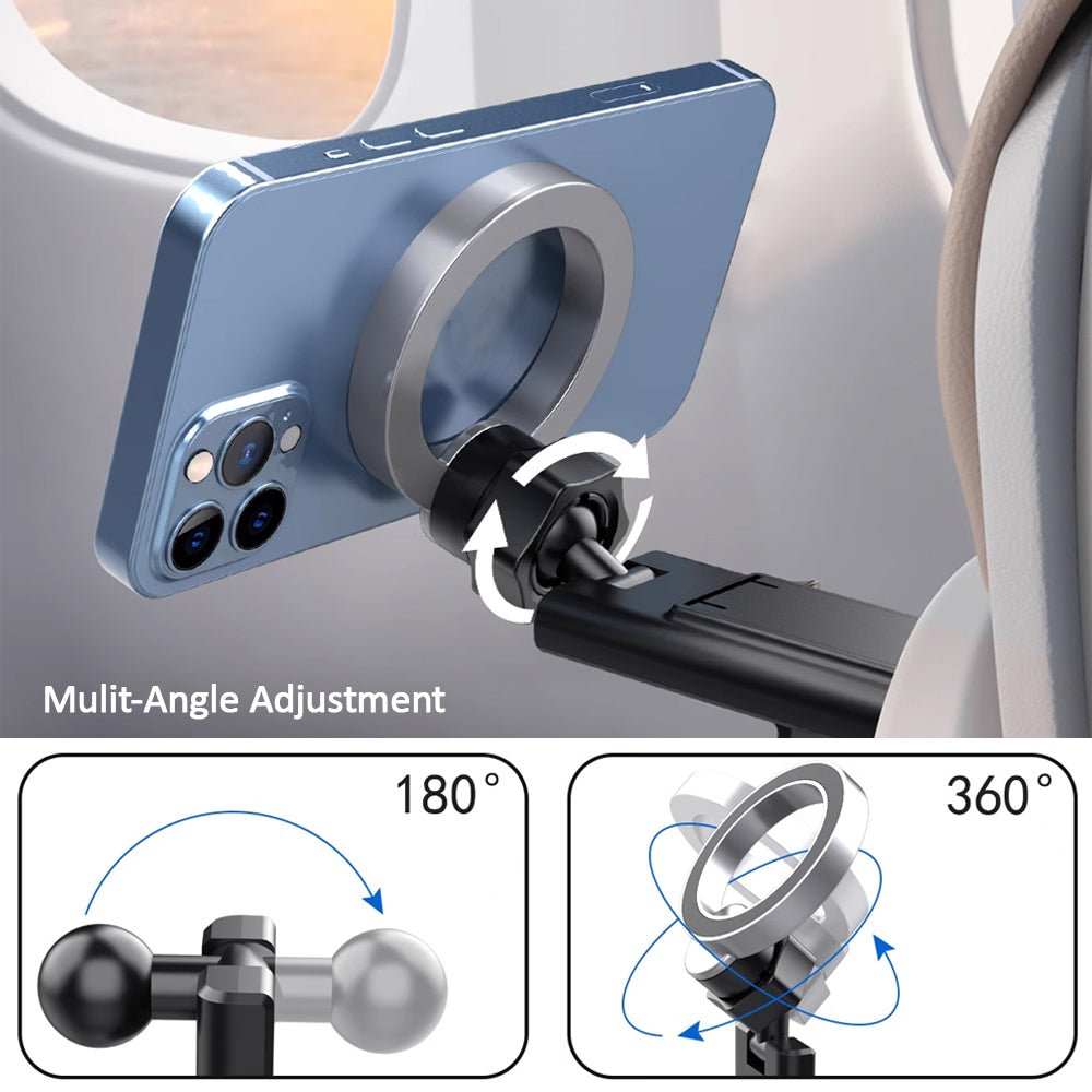 Kamon Magnetic Airplane Phone Holder Mount – Hands - Free Travel Stand for iPhone 16 Pro Max with MagSafe Case – Essential Phone Mount for Flight Use by Kamon | Electronics > Communications > Telephony > Mobile Phone Accessories > Mobile Phone Mounts | Amurx