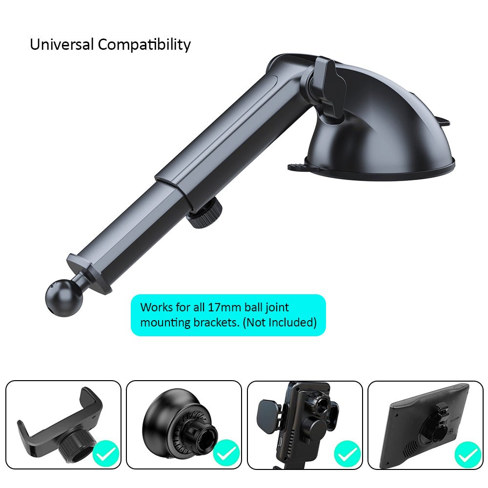 Kamon Replacement Suction Cup Mount – Dashboard & Windshield 17mm Ball Joint with Telescopic Arm for Phone Holder, Magnetic Mount & GPS by Kamon | Cell Phone Mounts & Holders | Amurx