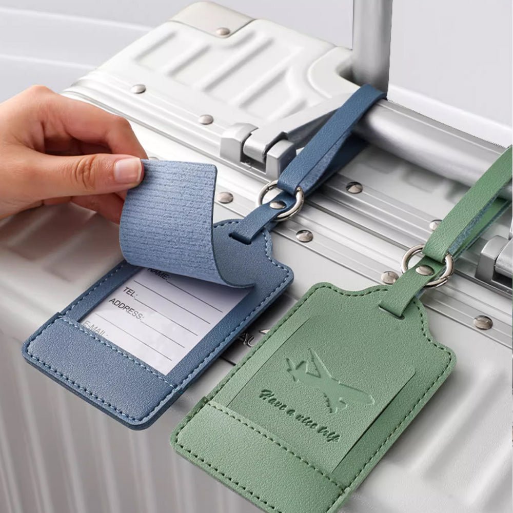 Luckybay 2 Pack Luggage Tags – PU Leather Travel ID Bag Tags with Privacy Cover for Suitcases, Backpacks & Carry - Ons – Durable Travel Essentials by Luckybay | Luggage & Bags > Luggage Accessories > Luggage Tags | Amurx