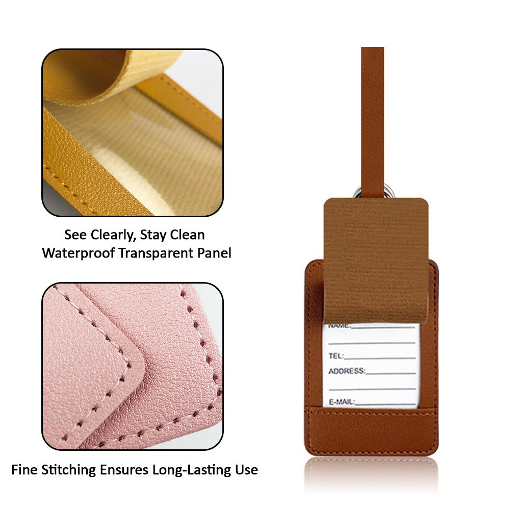 Luckybay 2 Pack Luggage Tags – PU Leather Travel ID Bag Tags with Privacy Cover for Suitcases, Backpacks & Carry - Ons – Durable Travel Essentials by Luckybay | Luggage & Bags > Luggage Accessories > Luggage Tags | Amurx