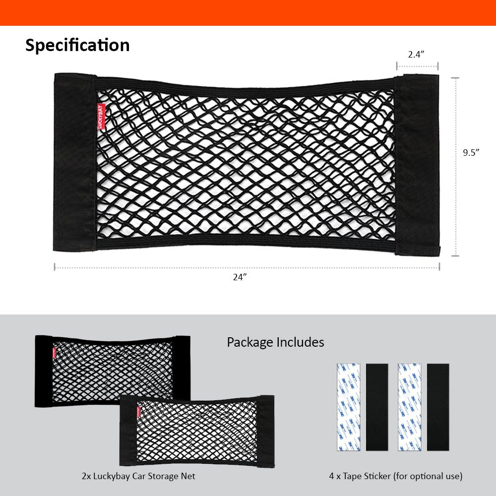 Luckybay 2 Pack Universal Car Mesh Cargo Net – Trunk Storage Organizer Pouch with Wall Sticker Mount for Cars & Trucks by Luckybay | Vehicles & Parts > Vehicle Parts & Accessories > Vehicle Interior Accessories > Vehicle Organizers | Amurx