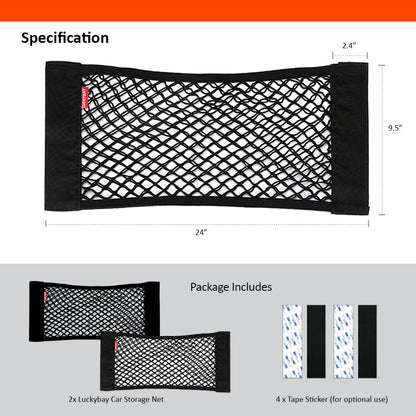 Luckybay 2 Pack Universal Car Mesh Cargo Net – Trunk Storage Organizer Pouch with Wall Sticker Mount for Cars & Trucks by Luckybay | Vehicles & Parts > Vehicle Parts & Accessories > Vehicle Interior Accessories > Vehicle Organizers | Amurx