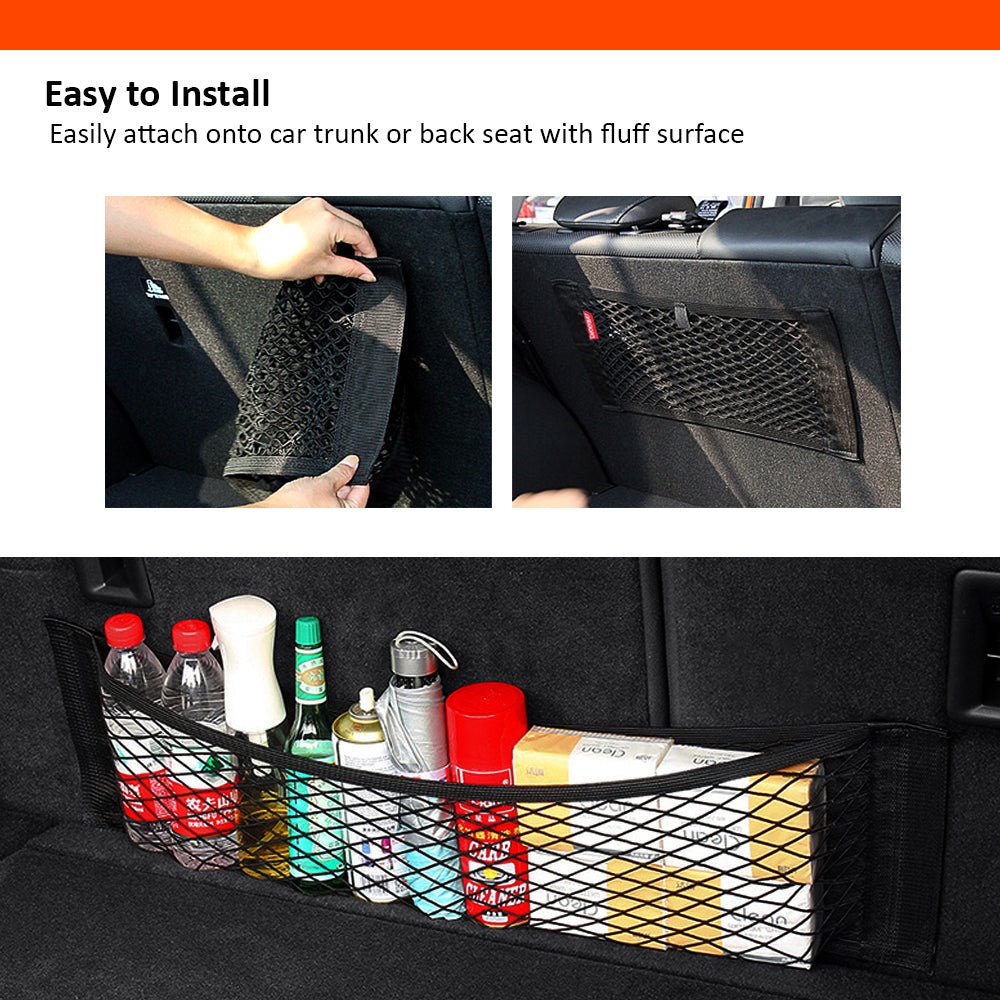 Luckybay 2 Pack Universal Car Mesh Cargo Net – Trunk Storage Organizer Pouch with Wall Sticker Mount for Cars & Trucks by Luckybay | Vehicles & Parts > Vehicle Parts & Accessories > Vehicle Interior Accessories > Vehicle Organizers | Amurx