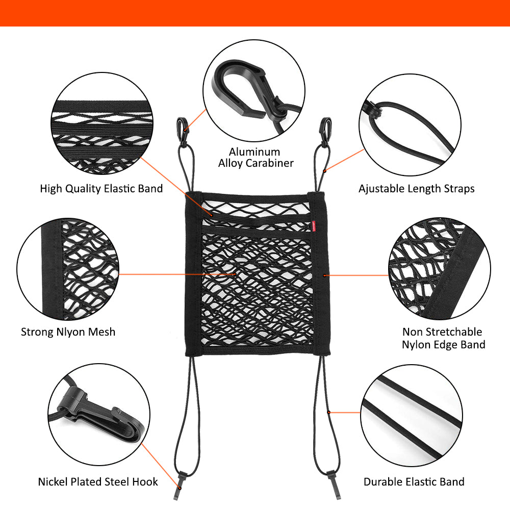 Luckybay 3 - Layer Car Mesh Organizer – Seat Back Net Barrier for Pets & Kids, Between Seat Purse Holder & Universal Car Storage Mesh for SUV/Truck by Luckybay | Vehicles & Parts > Vehicle Parts & Accessories > Vehicle Interior Accessories > Vehicle Organizers | Amurx
