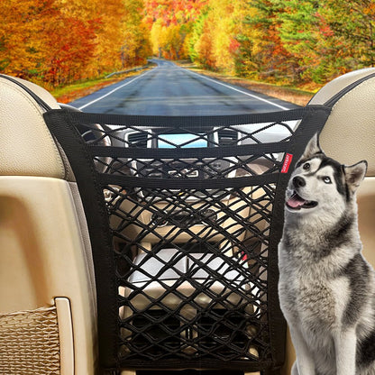 Luckybay 3 - Layer Car Mesh Organizer – Seat Back Net Barrier for Pets & Kids, Between Seat Purse Holder & Universal Car Storage Mesh for SUV/Truck by Luckybay | Vehicles & Parts > Vehicle Parts & Accessories > Vehicle Interior Accessories > Vehicle Organizers | Amurx