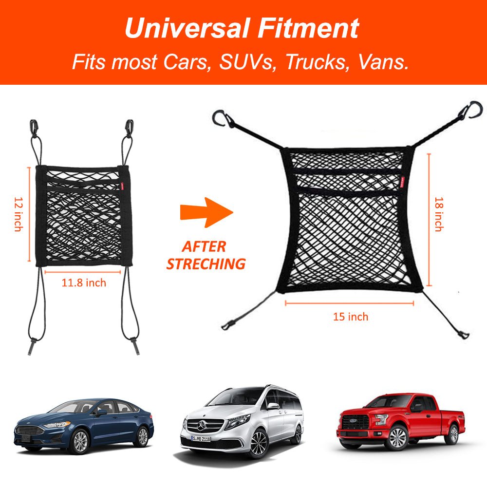 Luckybay 3 - Layer Car Mesh Organizer – Seat Back Net Barrier for Pets & Kids, Between Seat Purse Holder & Universal Car Storage Mesh for SUV/Truck by Luckybay | Vehicles & Parts > Vehicle Parts & Accessories > Vehicle Interior Accessories > Vehicle Organizers | Amurx