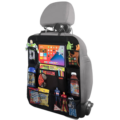 Luckybay Car Backseat Organizer, Kids Kick Mats with 10" Tablet Holder & 9 Storage Pockets – Waterproof, Durable Travel Accessories (18" x 26.8") by Luckybay | Vehicles & Parts > Vehicle Parts & Accessories > Vehicle Interior Accessories > Vehicle Organizers | Amurx