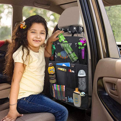 Luckybay Car Backseat Organizer, Kids Kick Mats with 10" Tablet Holder & 9 Storage Pockets – Waterproof, Durable Travel Accessories (18" x 26.8") by Luckybay | Vehicles & Parts > Vehicle Parts & Accessories > Vehicle Interior Accessories > Vehicle Organizers | Amurx