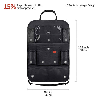 Luckybay Car Backseat Organizer, Kids Kick Mats with 10" Tablet Holder & 9 Storage Pockets – Waterproof, Durable Travel Accessories (18" x 26.8") by Luckybay | Vehicles & Parts > Vehicle Parts & Accessories > Vehicle Interior Accessories > Vehicle Organizers | Amurx