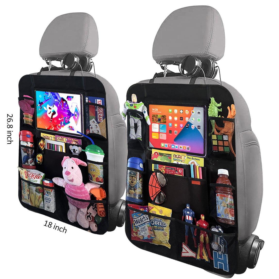 Luckybay Car Backseat Organizer, Kids Kick Mats with 10" Tablet Holder & 9 Storage Pockets – Waterproof, Durable Travel Accessories (18" x 26.8") by Luckybay | Vehicles & Parts > Vehicle Parts & Accessories > Vehicle Interior Accessories > Vehicle Organizers | Amurx