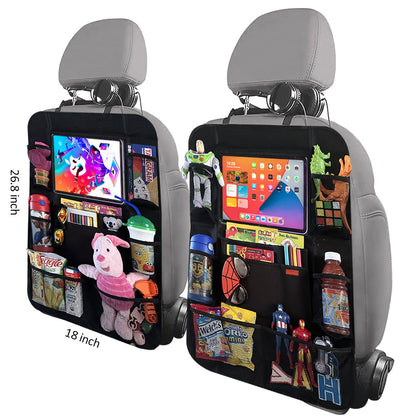 Luckybay Car Backseat Organizer, Kids Kick Mats with 10" Tablet Holder & 9 Storage Pockets – Waterproof, Durable Travel Accessories (18" x 26.8") by Luckybay | Vehicles & Parts > Vehicle Parts & Accessories > Vehicle Interior Accessories > Vehicle Organizers | Amurx