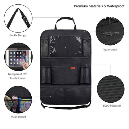 Luckybay Car Backseat Organizer, Kids Kick Mats with 10" Tablet Holder & 9 Storage Pockets – Waterproof, Durable Travel Accessories (18" x 26.8") by Luckybay | Vehicles & Parts > Vehicle Parts & Accessories > Vehicle Interior Accessories > Vehicle Organizers | Amurx