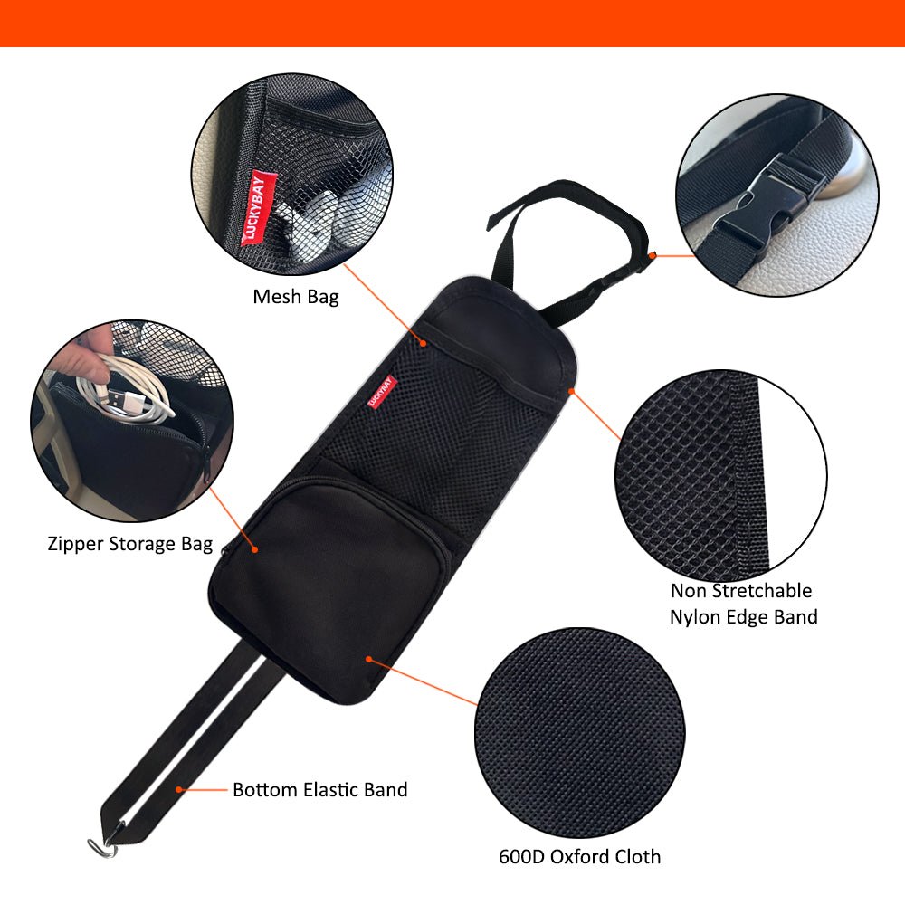 Luckybay Car Seat Side Organizer – Auto Seat Hanging Storage Bag with Mesh Pocket for Phones, Drinks & Essentials – Universal Fit for Cars, SUVs & Trucks by Luckybay | Automotive › Interior Accessories › Consoles & Organizers › Seat Back Organizers | Amurx