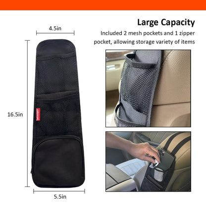 Luckybay Car Seat Side Organizer – Hanging Storage Bag with Mesh & Zipper Pockets for Phones, Drinks & Essentials – Universal Fit for Cars, SUVs & Trucks by Luckybay | Automotive › Interior Accessories › Consoles & Organizers › Seat Back Organizers | Amurx