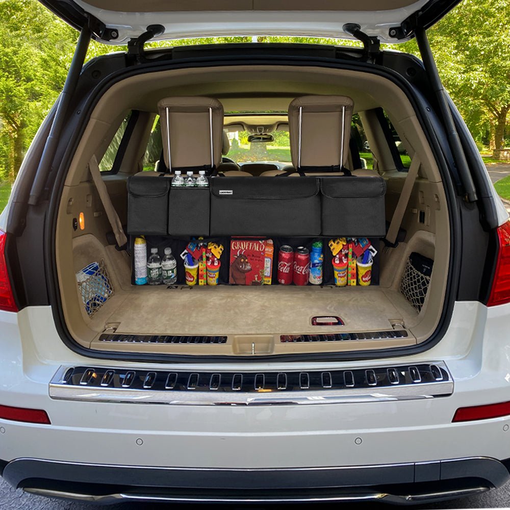 Luckybay Car Trunk Organizer – Extra - Large Hanging Storage Bag with 8 Pockets & Lids, Space - Saving Cargo Organizer for Cars, SUVs & Trucks by Luckybay | Vehicles & Parts > Vehicle Parts & Accessories > Vehicle Interior Accessories > Vehicle Organizers | Amurx