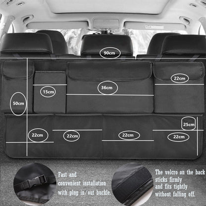 Luckybay Car Trunk Organizer – Extra - Large Hanging Storage Bag with 8 Pockets & Lids, Space - Saving Cargo Organizer for Cars, SUVs & Trucks by Luckybay | Vehicles & Parts > Vehicle Parts & Accessories > Vehicle Interior Accessories > Vehicle Organizers | Amurx
