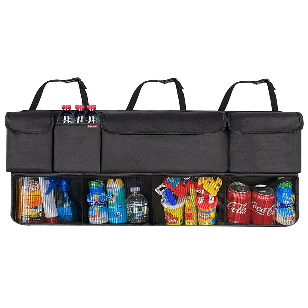 Luckybay Car Trunk Organizer – Extra - Large Hanging Storage Bag with 8 Pockets & Lids, Space - Saving Cargo Organizer for Cars, SUVs & Trucks by Luckybay | Vehicles & Parts > Vehicle Parts & Accessories > Vehicle Interior Accessories > Vehicle Organizers | Amurx