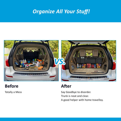 Luckybay Car Trunk Organizer – Extra - Large Hanging Storage Bag with 8 Pockets & Lids, Space - Saving Cargo Organizer for Cars, SUVs & Trucks by Luckybay | Vehicles & Parts > Vehicle Parts & Accessories > Vehicle Interior Accessories > Vehicle Organizers | Amurx