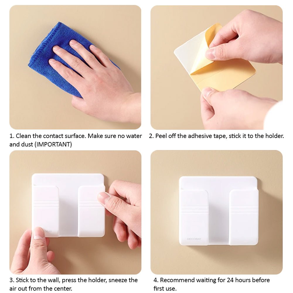 Luckybay D1 Wall Mount Phone Holder – Adhesive Phone Stand with Cable Slot for Shower, Charging, RV – Compatible with iPhone, Smartphones & TV Remotes by Luckybay | Wall Mount Phone Holders & Stands | Amurx