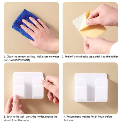 Luckybay D1 Wall Mount Phone Holder – Adhesive Phone Stand with Cable Slot for Shower, Charging, RV – Compatible with iPhone, Smartphones & TV Remotes by Luckybay | Wall Mount Phone Holders & Stands | Amurx