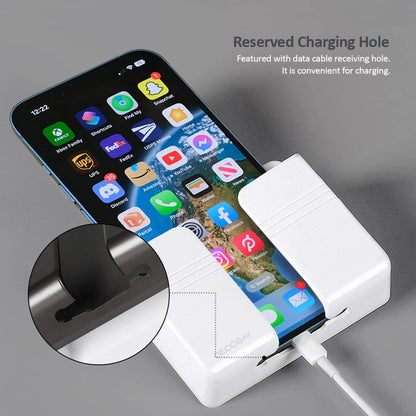 Luckybay D1 Wall Mount Phone Holder – Adhesive Phone Stand with Cable Slot for Shower, Charging, RV – Compatible with iPhone, Smartphones & TV Remotes by Luckybay | Wall Mount Phone Holders & Stands | Amurx