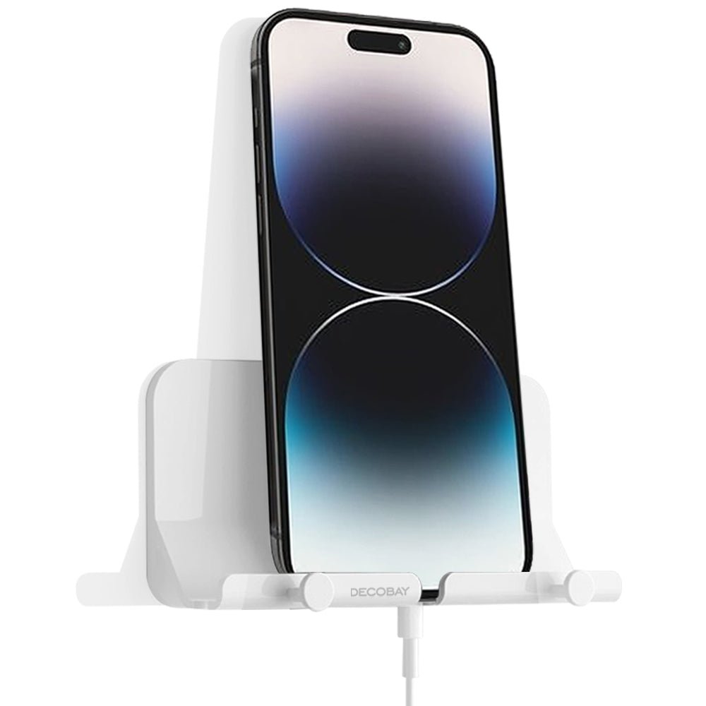 Luckybay D2 Wall Mount Phone Holder – Adhesive Hands - Free Stand with Cable Slot for Shower, Charging, RV – Compatible with iPhone, Smartphones, Keys & More by Luckybay | Wall Mount Phone Holders & Stands | Amurx