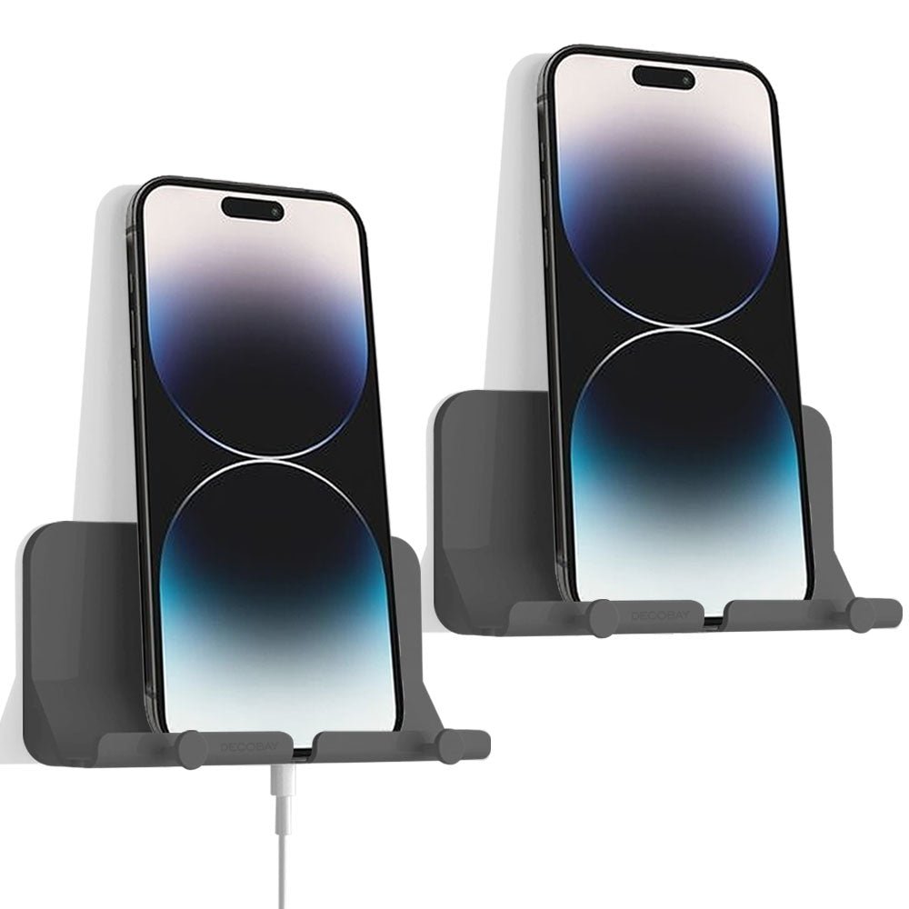 Luckybay D2 Wall Mount Phone Holder – Adhesive Hands - Free Stand with Cable Slot for Shower, Charging, RV – Compatible with iPhone, Smartphones, Keys & More by Luckybay | Wall Mount Phone Holders & Stands | Amurx