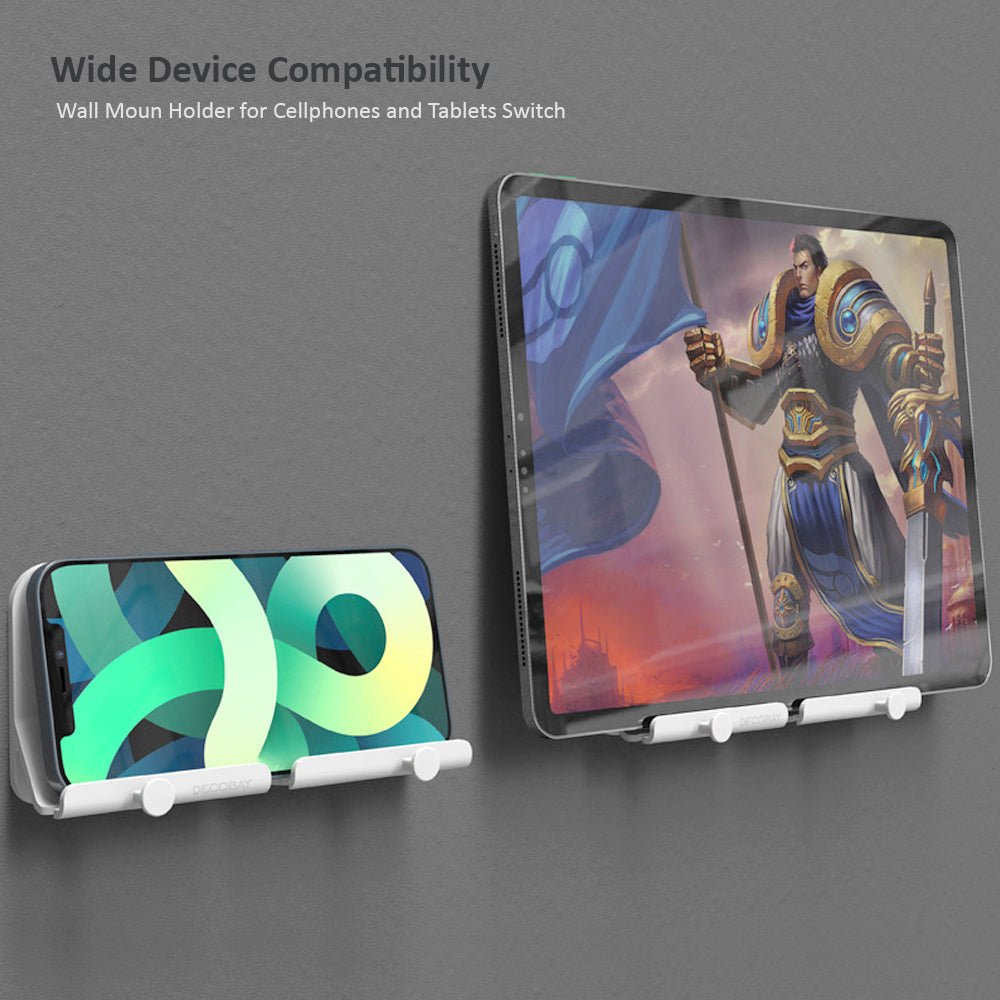 Luckybay D2 Wall Mount Phone Holder – Adhesive Hands - Free Stand with Cable Slot for Shower, Charging, RV – Compatible with iPhone, Smartphones, Keys & More by Luckybay | Wall Mount Phone Holders & Stands | Amurx