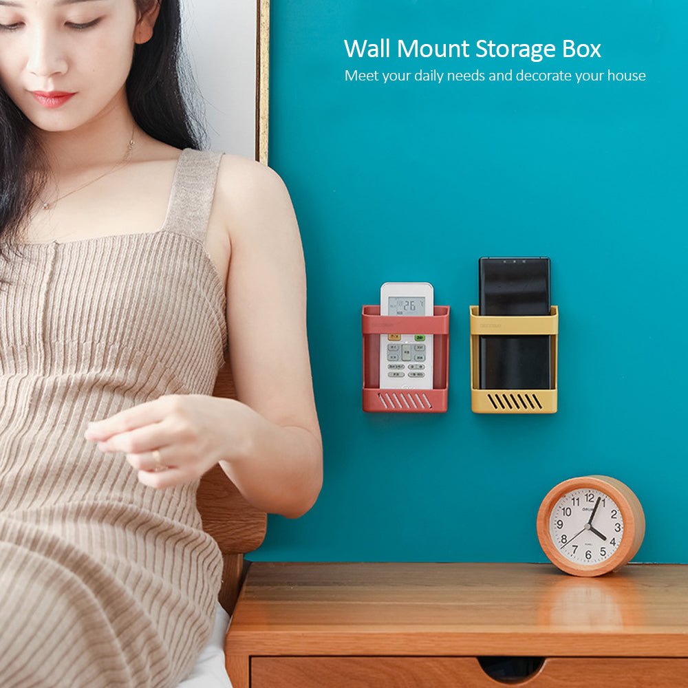 Luckybay D5 Wall Mount Phone Holder – Adhesive Storage Box with Cable Hole for Charging Phones, TV Remotes & Accessories – Bedside Multipurpose Organizer by Luckybay | Wall Mount Phone Holders & Stands | Amurx