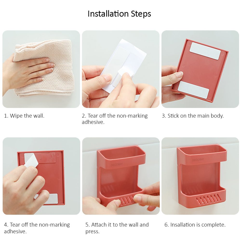 Luckybay D5 Wall Mount Phone Holder – Adhesive Storage Box with Cable Hole for Charging Phones, TV Remotes & Accessories – Bedside Multipurpose Organizer by Luckybay | Wall Mount Phone Holders & Stands | Amurx