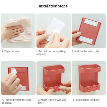 Luckybay D5 Wall Mount Phone Holder – Adhesive Storage Box with Cable Hole for Charging Phones, TV Remotes & Accessories – Bedside Multipurpose Organizer by Luckybay | Wall Mount Phone Holders & Stands | Amurx