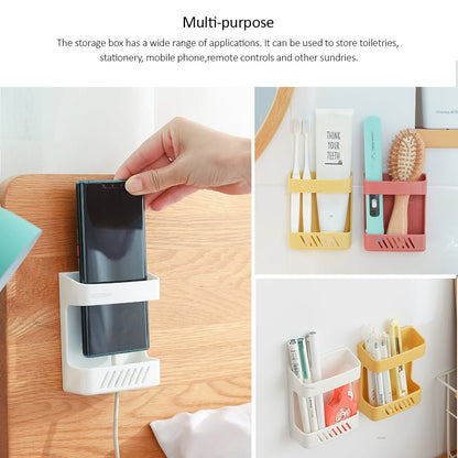 Luckybay D5 Wall Mount Phone Holder – Adhesive Storage Box with Cable Hole for Charging Phones, TV Remotes & Accessories – Bedside Multipurpose Organizer by Luckybay | Wall Mount Phone Holders & Stands | Amurx