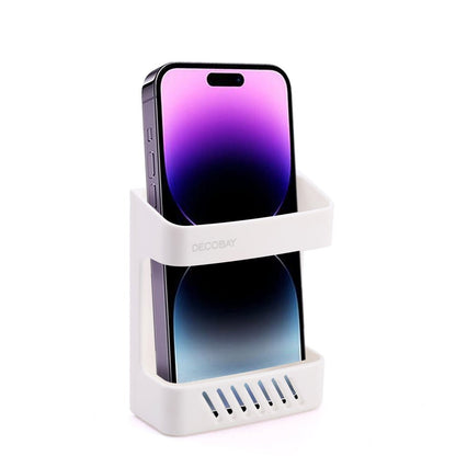 Luckybay D5 Wall Mount Phone Holder – Adhesive Storage Box with Cable Hole for Charging Phones, TV Remotes & Accessories – Bedside Multipurpose Organizer by Luckybay | Wall Mount Phone Holders & Stands | Amurx